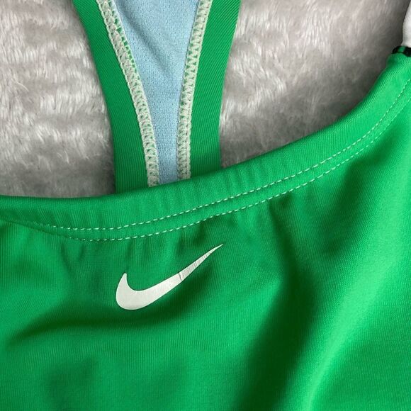 NIKE 8 One Piece Resort Swimsuit Black/White/Green Sporty Bathing Suit - Picture 5 of 10